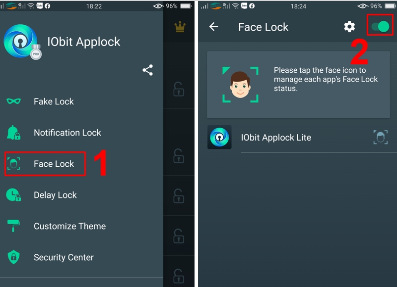Gạt thanh ngang ở Face Lock th&agrave;nh m&agrave;u x&aacute;m để tắt Face ID